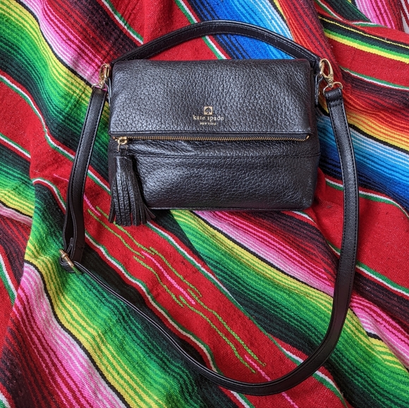 kate spade Handbags - Kate Spade black leather purse flap bag